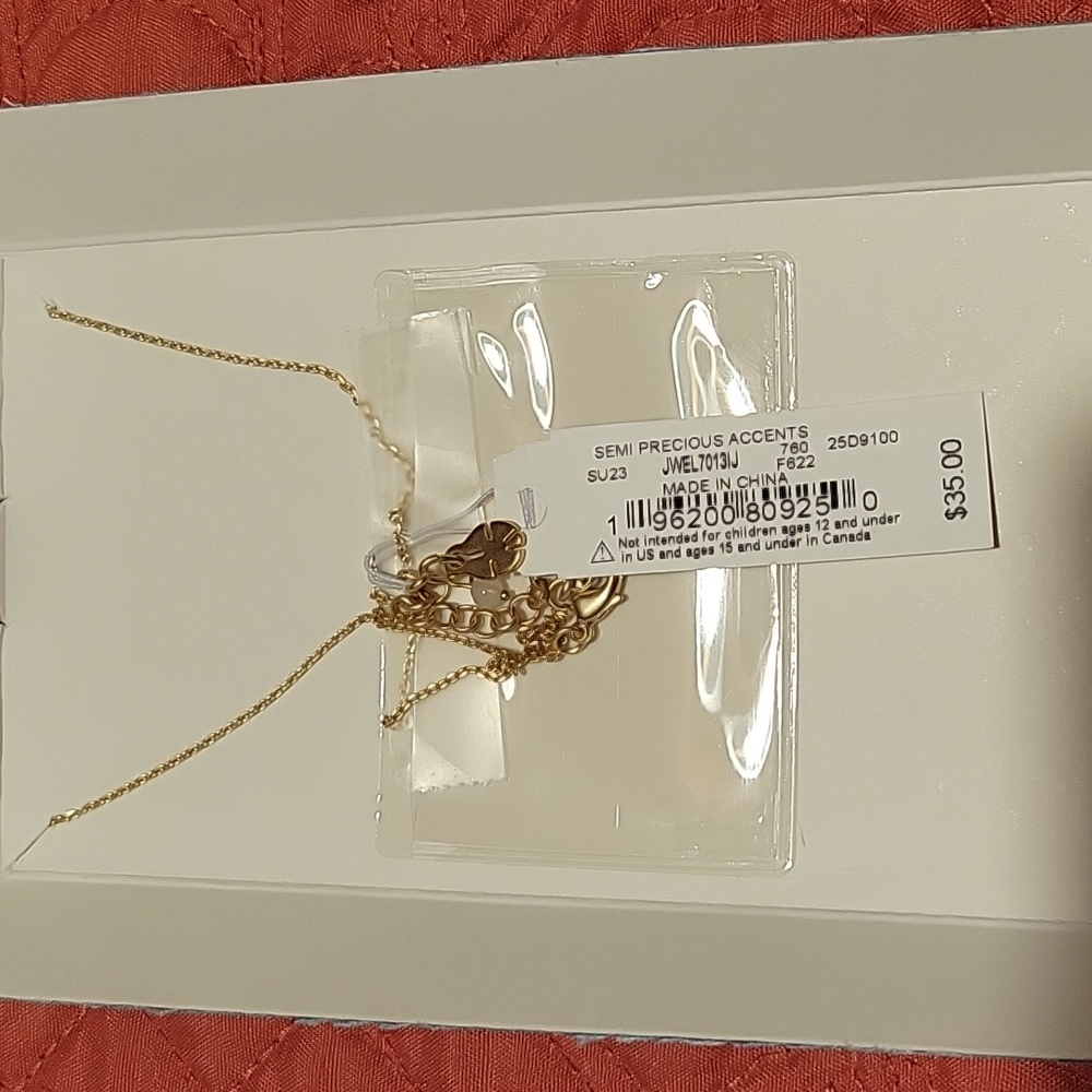 🆕 Lucky Brand charm pendant Necklace Two Tone Heart Silver Gold Tone 18" - Picture 6 of 7